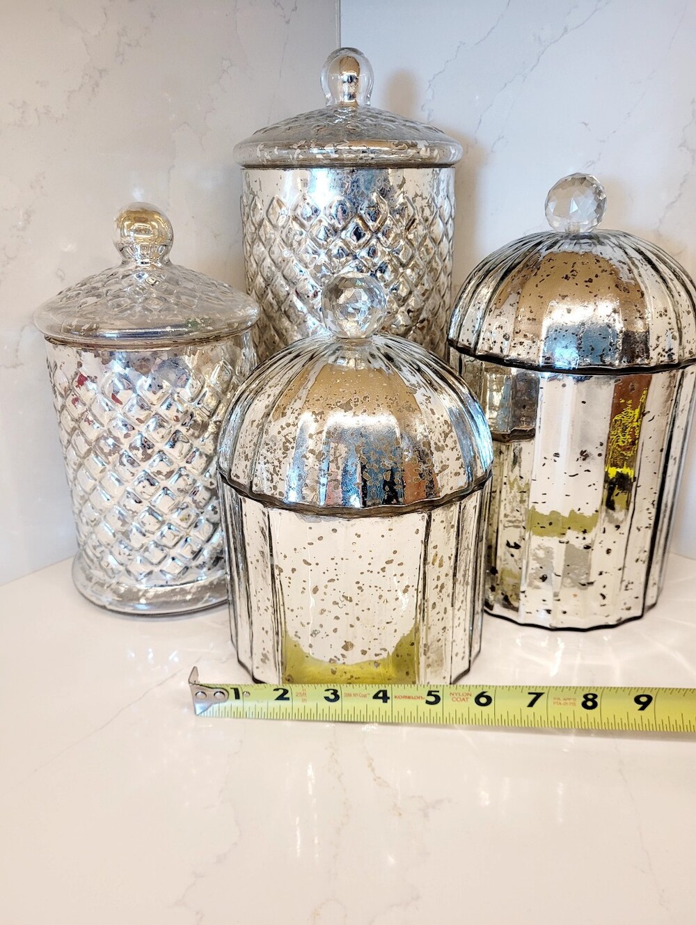 Mercury Glass Canister Set - Silver Decorative Jars